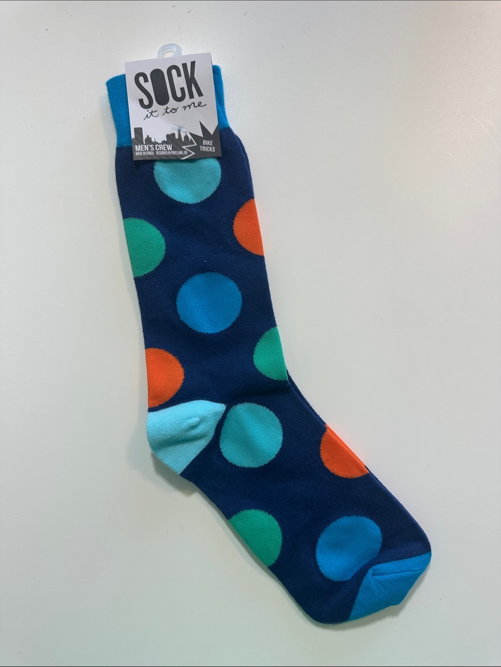 Sock it to me Men’s Navy Polka Dot Crew Socks - Multicolor